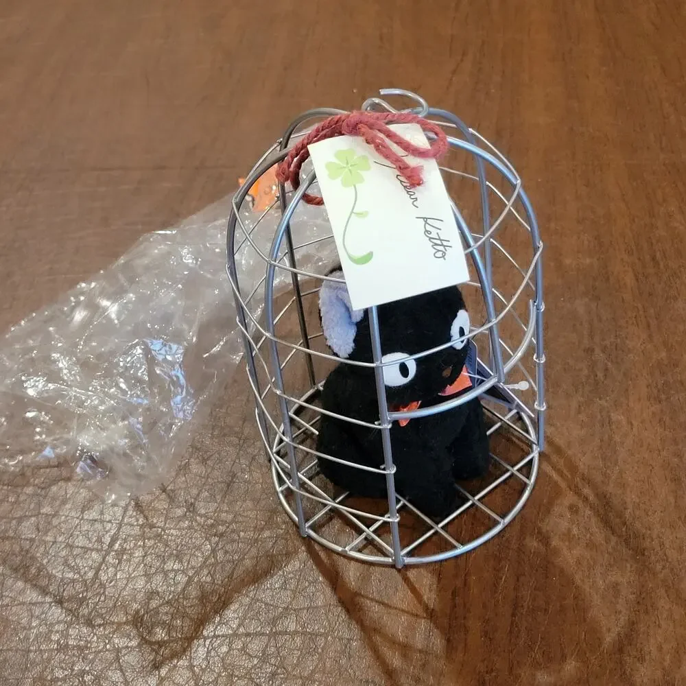 Vintage Studio Ghibli Jiji Cat Plush in Bird Cage Dear ketto Japan Import New